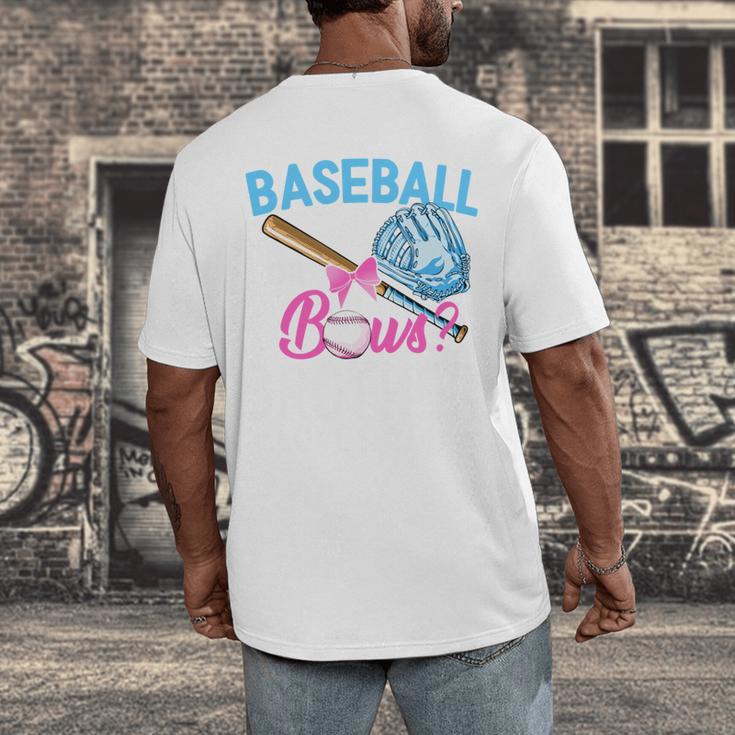 Baseball Or Bows Brother Loves You Gender Reveal Boy Or Girl Men's Back Print T-Shirt Baseball Or Bows Brother Loves You Gender Reveal Boy Or Girl Men's Back Print T-Shirt
