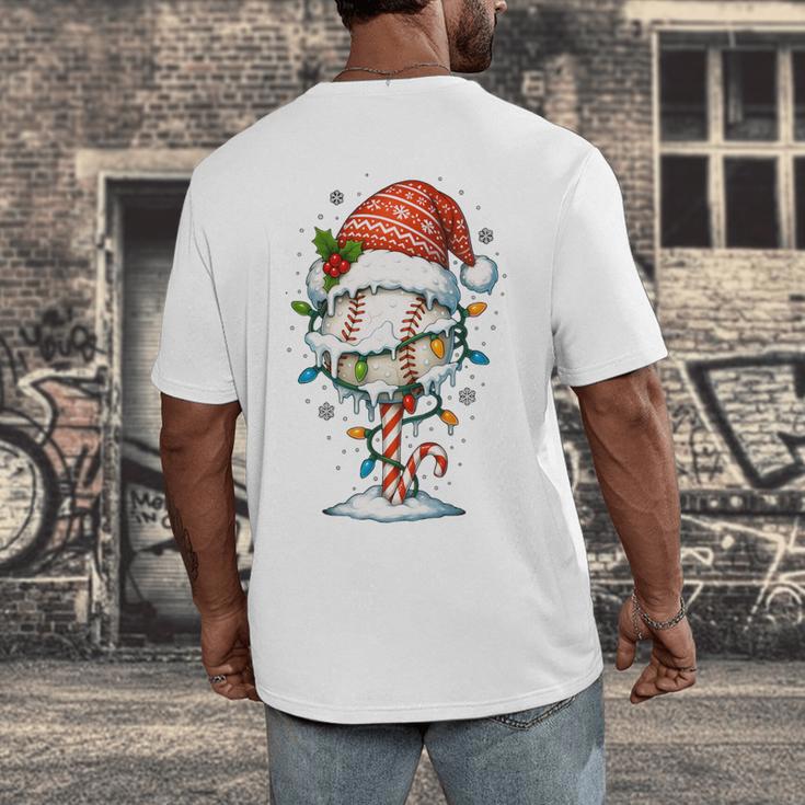 Baseball Christmas Ball Hat Snow Winter Premium Tri-Blend Men's Back Print T-Shirt Baseball Christmas Ball Hat Snow Winter Premium Tri-Blend Men's Back Print T-Shirt