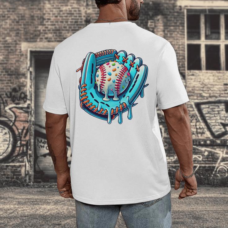Baseball Drip Ice Cream Sprinkles Baseball Player Premium Tri-Blend Men's Back Print T-Shirt