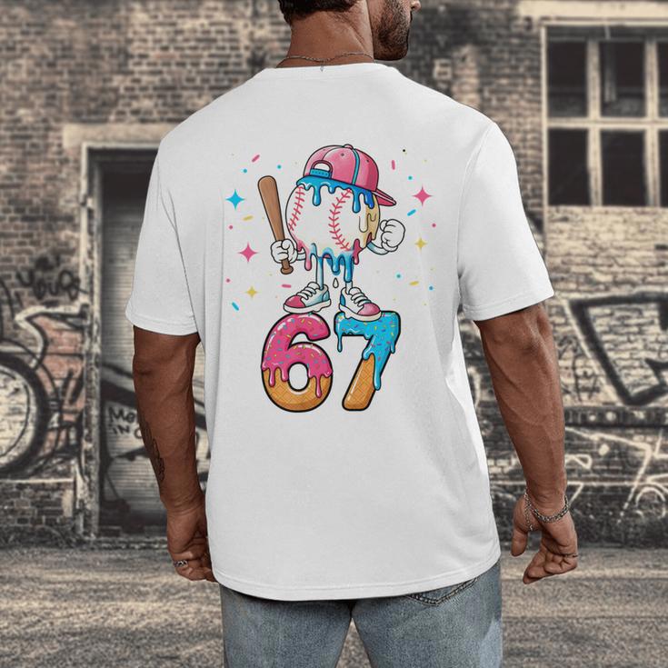 Baseball Drip Number 67 Six Seven Meme Ice Cream Dripping Men's Back Print T-Shirt Baseball Drip Number 67 Six Seven Meme Ice Cream Dripping Men's Back Print T-Shirt