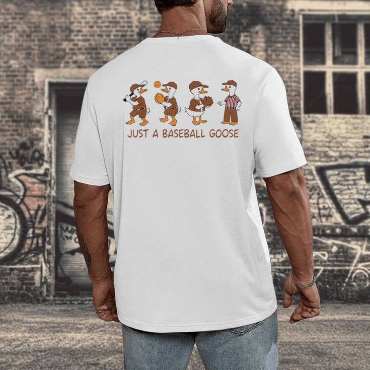 Baseball Goose Baseball Silly Goose Game Day Sports Men's Back Print T-Shirt