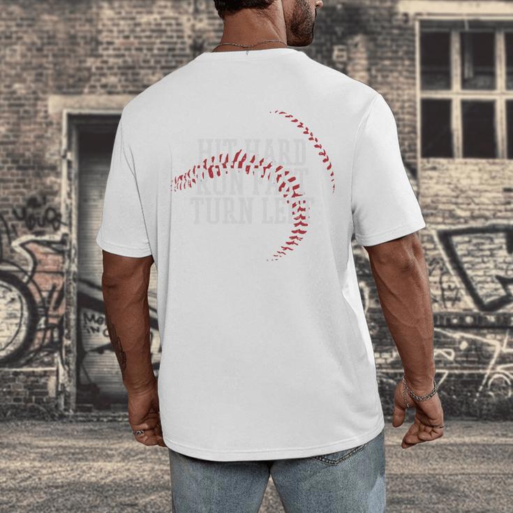 Baseball Hit Hard Run Fast Turn Left Men Boys Kid Teen Youth Premium Tri-Blend Men's Back Print T-Shirt Baseball Hit Hard Run Fast Turn Left Men Boys Kid Teen Youth Premium Tri-Blend Men's Back Print T-Shirt