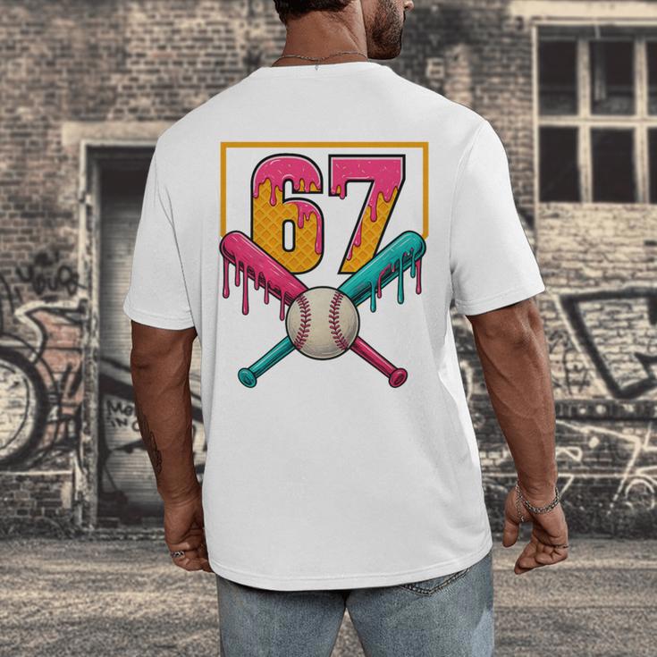 Baseball Ice Cream Drip Number 67 Player 67th Birthday Premium Tri-Blend Men's Back Print T-Shirt Baseball Ice Cream Drip Number 67 Player 67th Birthday Premium Tri-Blend Men's Back Print T-Shirt