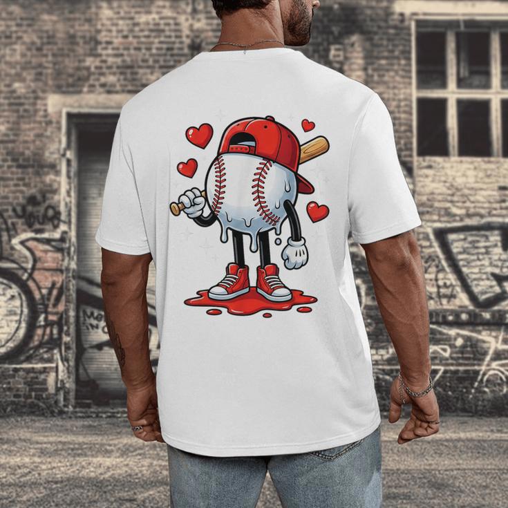 Baseball Ice Cream Drip Valentines Day Sports For Kids Boys Men's Back Print T-Shirt