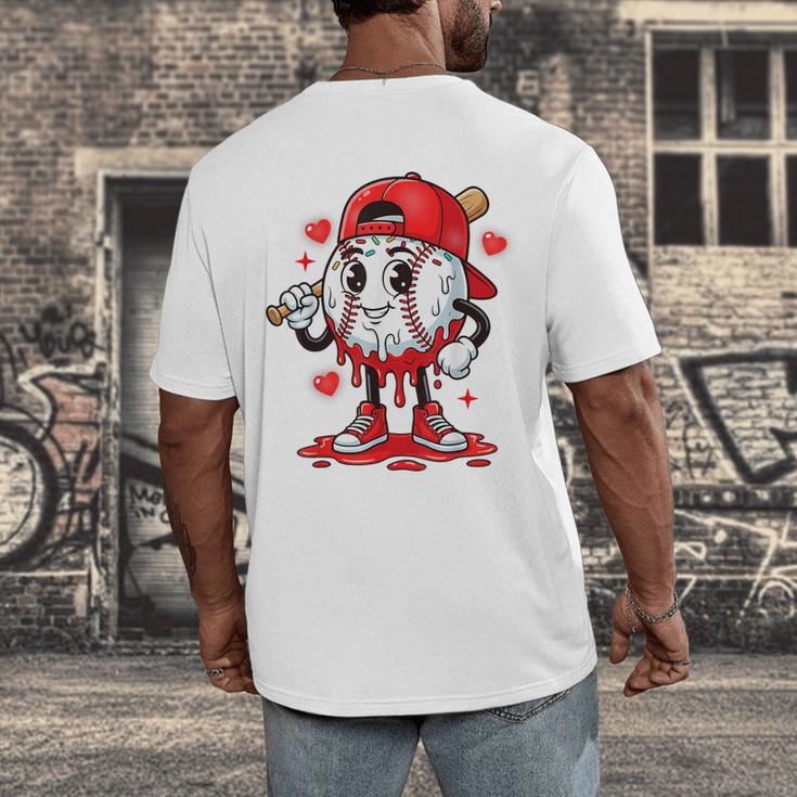 Baseball Ice Cream Valentine Dripping Game Day Men Boys Kids Men's Back Print T-Shirt Baseball Ice Cream Valentine Dripping Game Day Men Boys Kids Men's Back Print T-Shirt