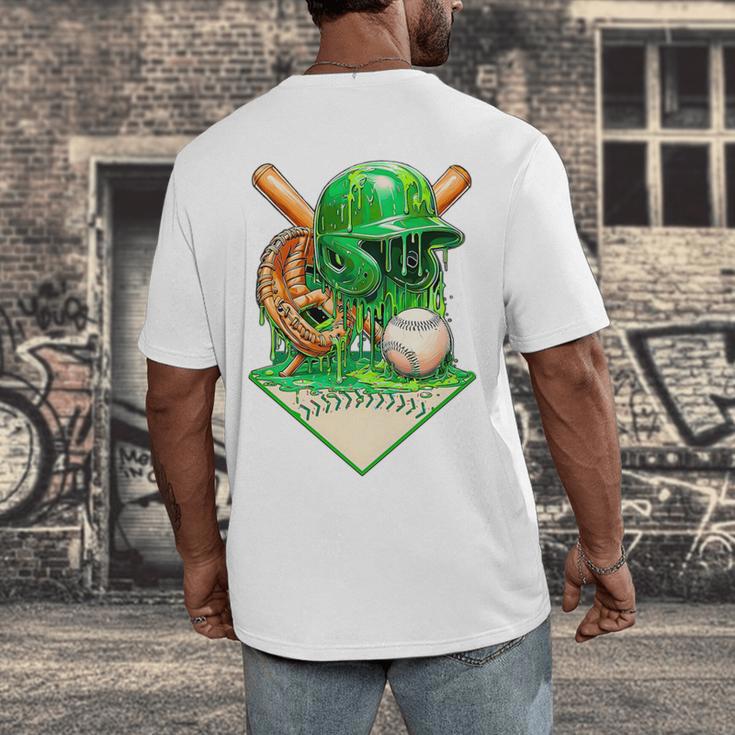 Baseball Life Style Ice Cream Drip Green Premium Tri-Blend Men's Back Print T-Shirt Baseball Life Style Ice Cream Drip Green Premium Tri-Blend Men's Back Print T-Shirt