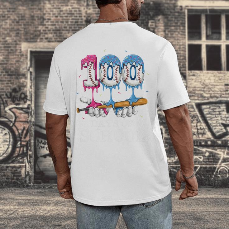 Baseball Player 100 Days Of School Sports Ice Cream Drip Premium Tri-Blend Men's Back Print T-Shirt