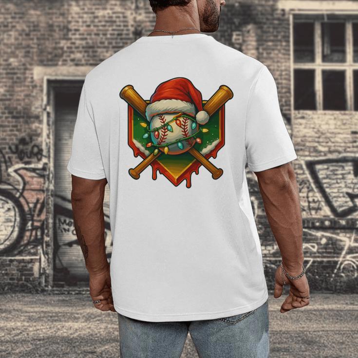 Baseball Xmas Christmas Baseball Ice Cream Drip Boys Men's Back Print T-Shirt