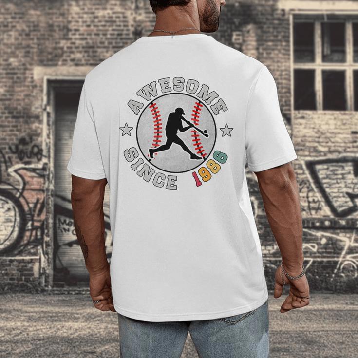 Birthday Baseball Lover 40 Years Old Awesome Since 1986 Premium Tri-Blend Men's Back Print T-Shirt Birthday Baseball Lover 40 Years Old Awesome Since 1986 Premium Tri-Blend Men's Back Print T-Shirt