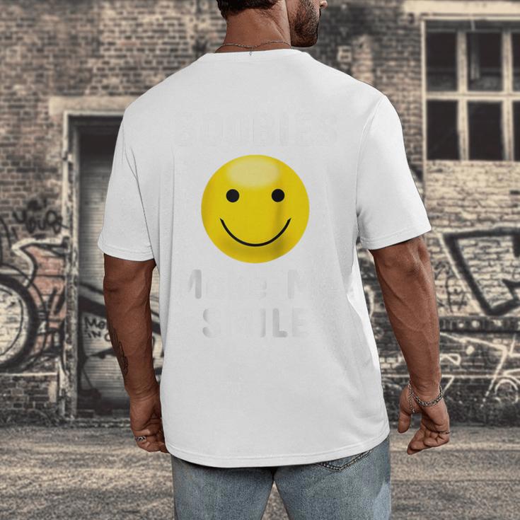Boobies Make Me Smile Mardi Gras Raglan Baseball Tee Men's Back Print T-Shirt