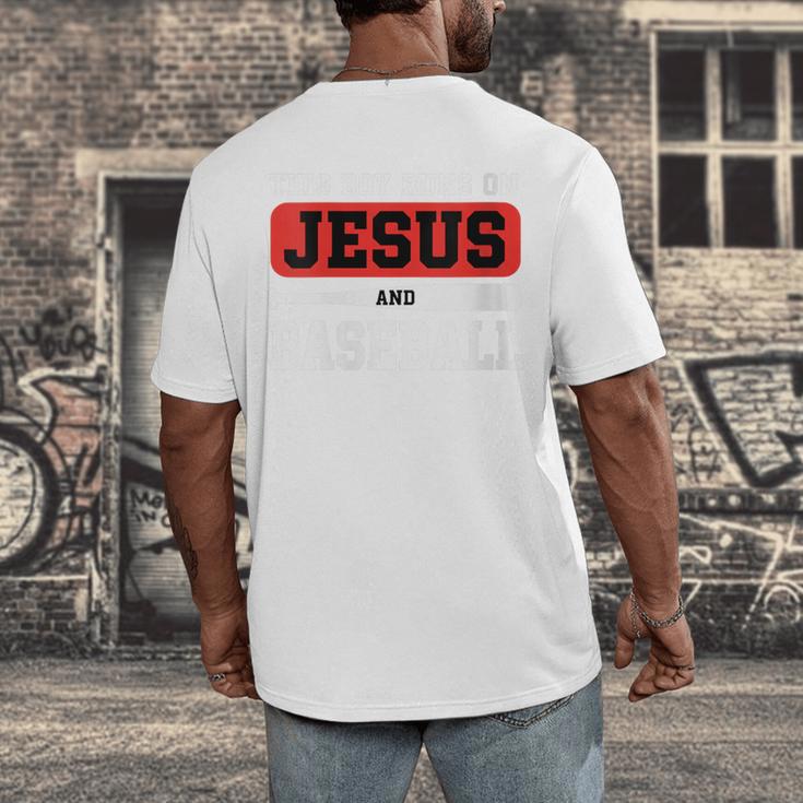 This Boy Runs On Jesus And Baseball Christian Baseball Men's Back Print T-Shirt This Boy Runs On Jesus And Baseball Christian Baseball Men's Back Print T-Shirt