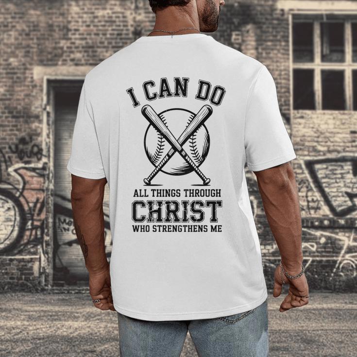 Christian Baseball Philippians 4 Men's Back Print T-Shirt