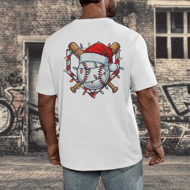Christmas Baseball Santa Hat For Baseball Players Fans Men's Back Print T-Shirt