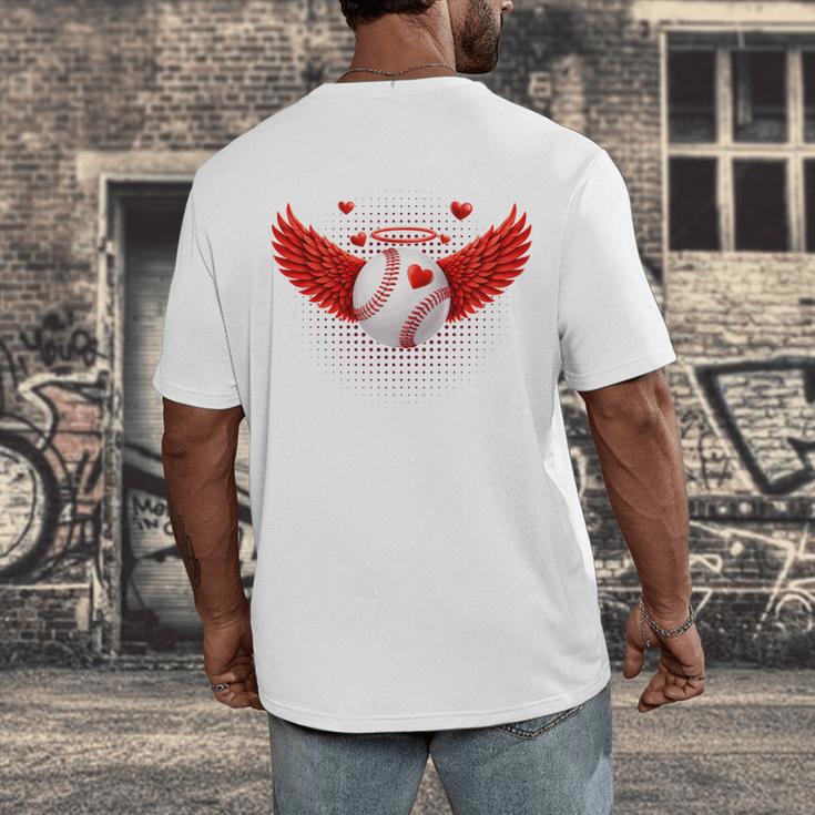 Cute Baseball &Cupid Wings Happy Valentines Boys Men Men's Back Print T-Shirt Cute Baseball &Cupid Wings Happy Valentines Boys Men Men's Back Print T-Shirt