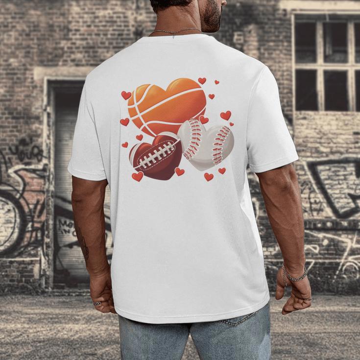 Football Basketball Baseball Heart Valentine Boys Men Kid Men's Back Print T-Shirt