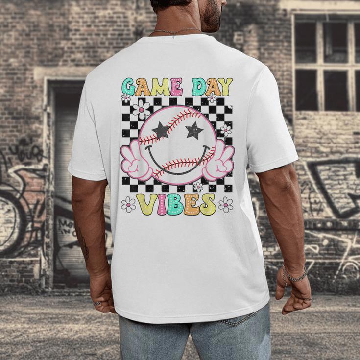 Game Day Vibes Softball Baseball Groovy Game Day Girls Women Men's Back Print T-Shirt Game Day Vibes Softball Baseball Groovy Game Day Girls Women Men's Back Print T-Shirt