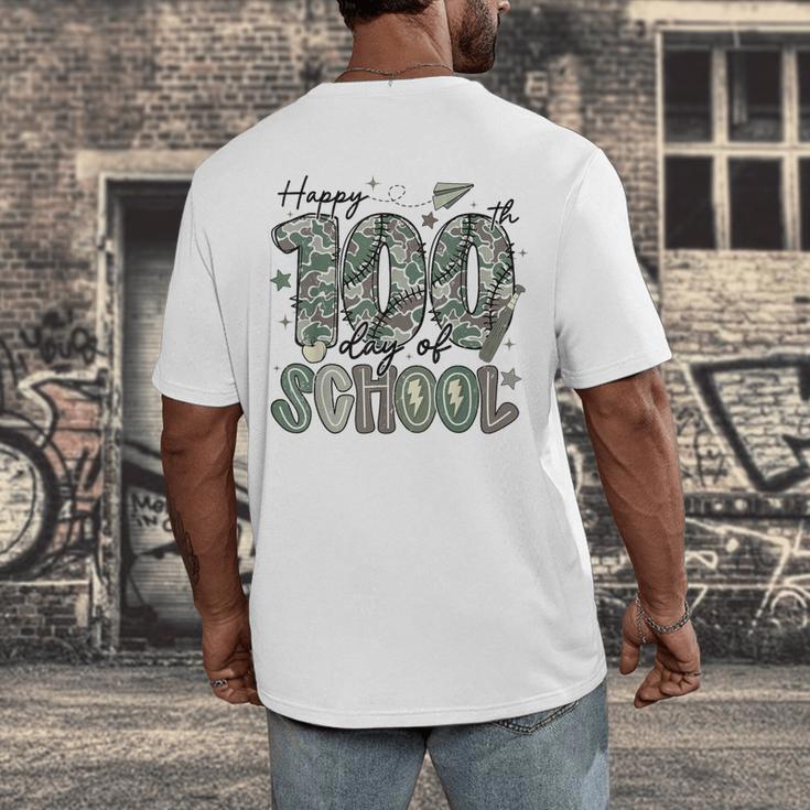 Happy 100th Day Of School Baseball Camo Boys Kids Toddler Men's Back Print T-Shirt