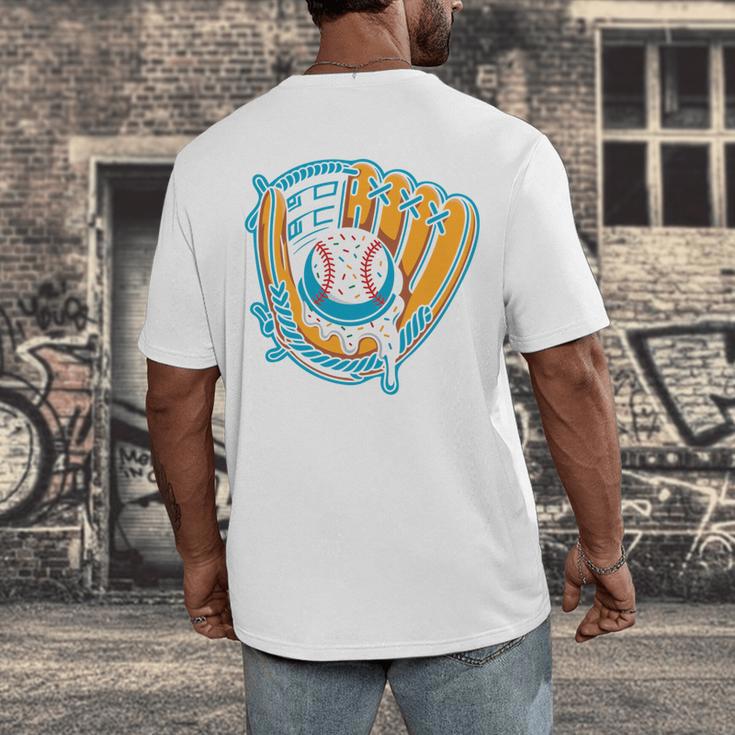 Ice Cream Baseball Mitt Drippy Scoop Baseball Sports Men's Back Print T-Shirt Ice Cream Baseball Mitt Drippy Scoop Baseball Sports Men's Back Print T-Shirt