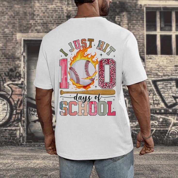 I Just Hit 100 Days Of School Baseball Lovers Fans Boys Kids Men's Back Print T-Shirt I Just Hit 100 Days Of School Baseball Lovers Fans Boys Kids Men's Back Print T-Shirt