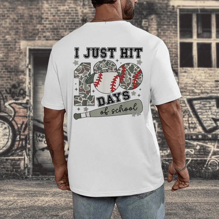 I Just Hit 100 Days Of School Camo Baseball 100 Days Smarter Men's Back Print T-Shirt I Just Hit 100 Days Of School Camo Baseball 100 Days Smarter Men's Back Print T-Shirt