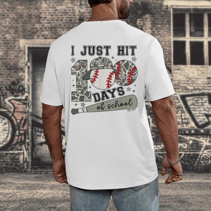 I Just Hit 100 Days Of School Teacher Baseball Boys Kids Men's Back Print T-Shirt I Just Hit 100 Days Of School Teacher Baseball Boys Kids Men's Back Print T-Shirt
