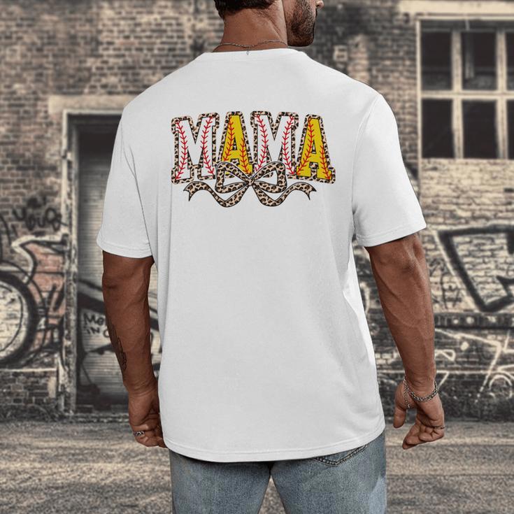 Leopard Baseball Softball Mama Bow Softball Baseball Mom Men's Back Print T-Shirt Leopard Baseball Softball Mama Bow Softball Baseball Mom Men's Back Print T-Shirt