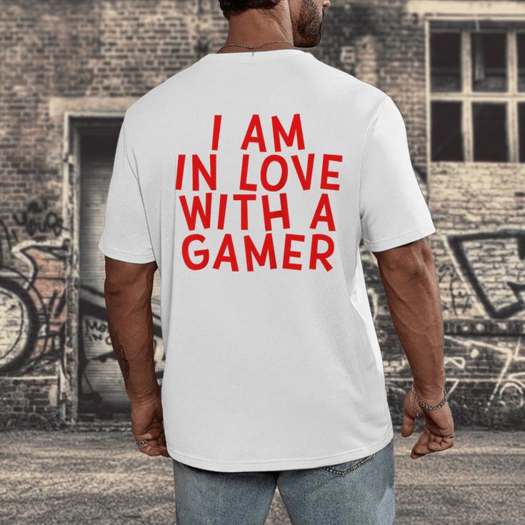 I Am In Love With A Gamer Cute Valentines Day Gamer Couple Raglan Baseball Tee Men's Back Print T-Shirt
