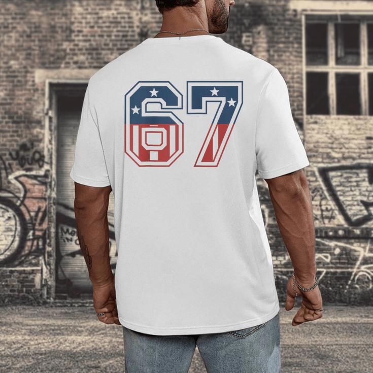 Number 67 USA Raglan Baseball Tee Men's Back Print T-Shirt