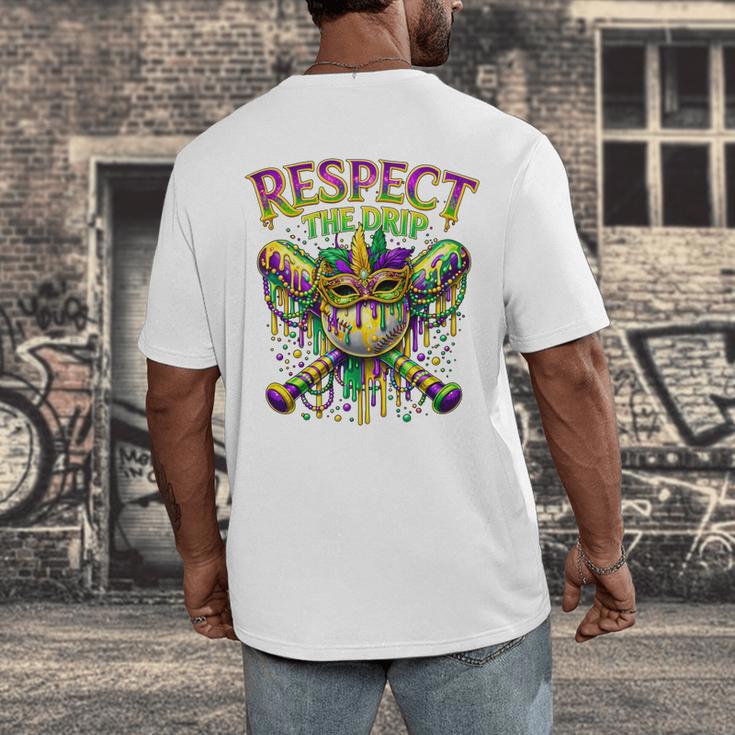 Respect The Drip Mardi Gras Baseball Ice Cream Boys Carnival Men's Back Print T-Shirt Respect The Drip Mardi Gras Baseball Ice Cream Boys Carnival Men's Back Print T-Shirt