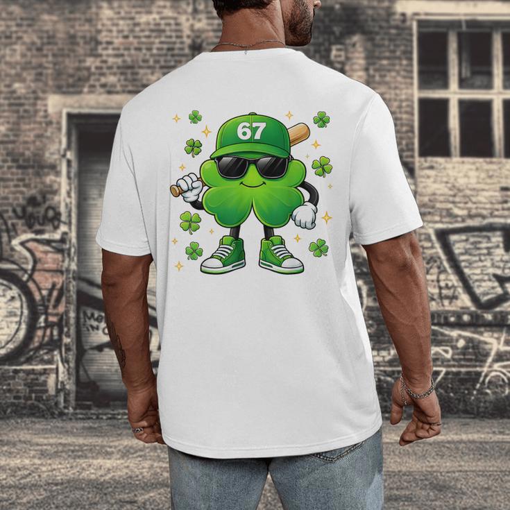 Shamrocks Playing Baseball St Patricks Day 6 7 Meme Men Boys Men's Back Print T-Shirt