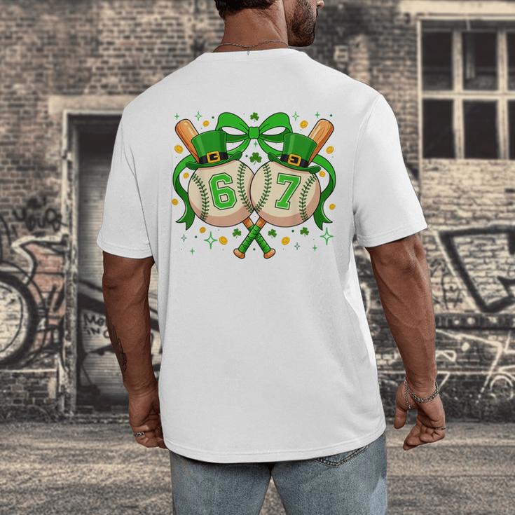 Six Seven 67 Meme Baseball Coquette Bow St Patrick's Day Men's Back Print T-Shirt