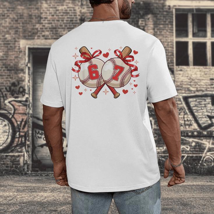 Six Seven 67 Meme Baseball Coquette Bow Valentine Men's Back Print T-Shirt Six Seven 67 Meme Baseball Coquette Bow Valentine Men's Back Print T-Shirt