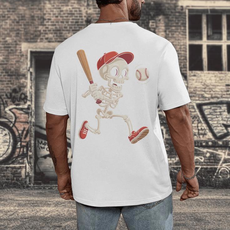 Skeleton Batting Baseball Halloween Boys Men Kids Men's Back Print T-Shirt Skeleton Batting Baseball Halloween Boys Men Kids Men's Back Print T-Shirt