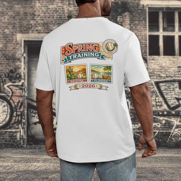 Spring Training 2026 Retro Postcard Baseball Premium Tri-Blend Men's Back Print T-Shirt