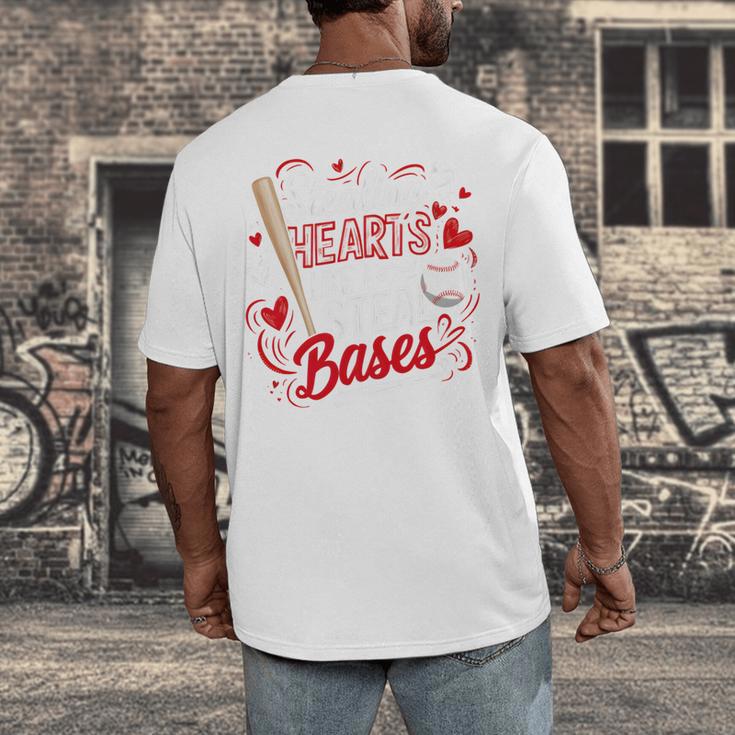 Stealing Hearts Like I Steal Bases Softball Baseball Batter Men's Back Print T-Shirt Stealing Hearts Like I Steal Bases Softball Baseball Batter Men's Back Print T-Shirt