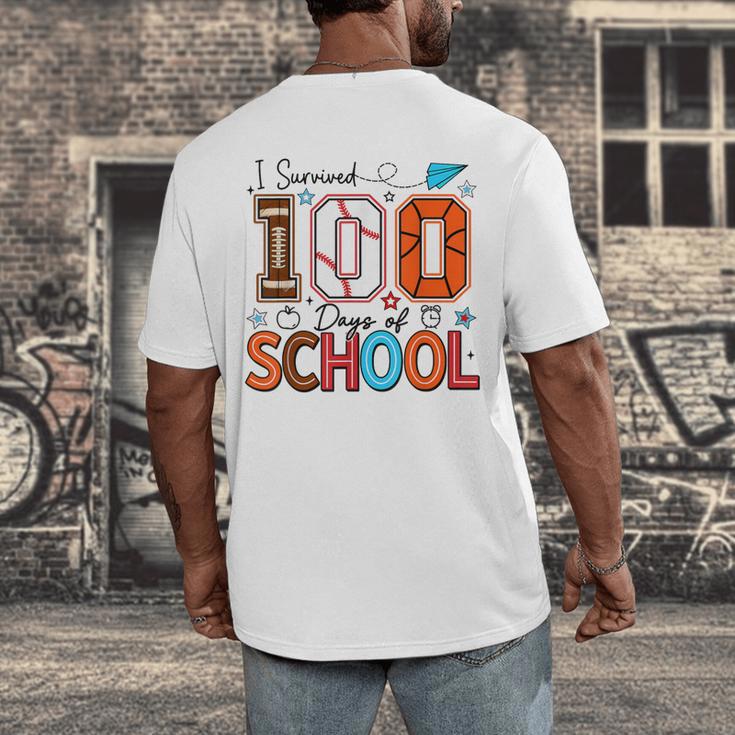 I Survived 100 Days Baseball Football Basketball School Kids Men's Back Print T-Shirt