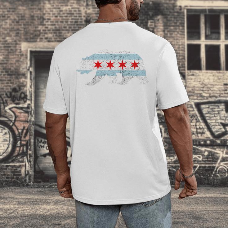 Sweet Vintage Retro Chicago City Flag Bear Print Raglan Baseball Tee Men's Back Print T-Shirt Sweet Vintage Retro Chicago City Flag Bear Print Raglan Baseball Tee Men's Back Print T-Shirt
