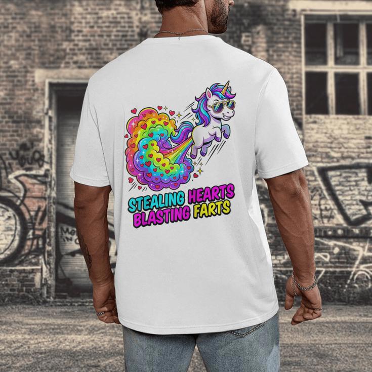 Unicorn Fart Valentine Stealing Hearts Blasting Farts Raglan Baseball Tee Men's Back Print T-Shirt Unicorn Fart Valentine Stealing Hearts Blasting Farts Raglan Baseball Tee Men's Back Print T-Shirt