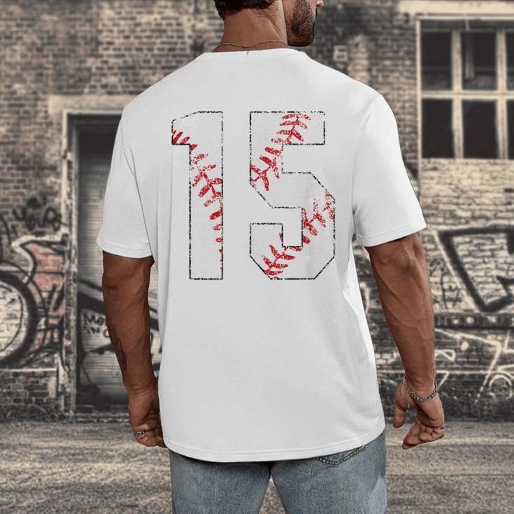 Vintage Distressed Baseball Number 15 Jersey Player Uniform Men's Back Print T-Shirt Vintage Distressed Baseball Number 15 Jersey Player Uniform Men's Back Print T-Shirt
