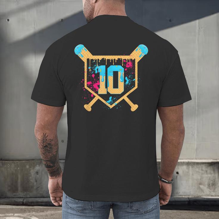 10 Years Old 10th Birthday Baseball Ice Cream Dripping Boys Men's Back Print T-Shirt 10 Years Old 10th Birthday Baseball Ice Cream Dripping Boys Men's Back Print T-Shirt