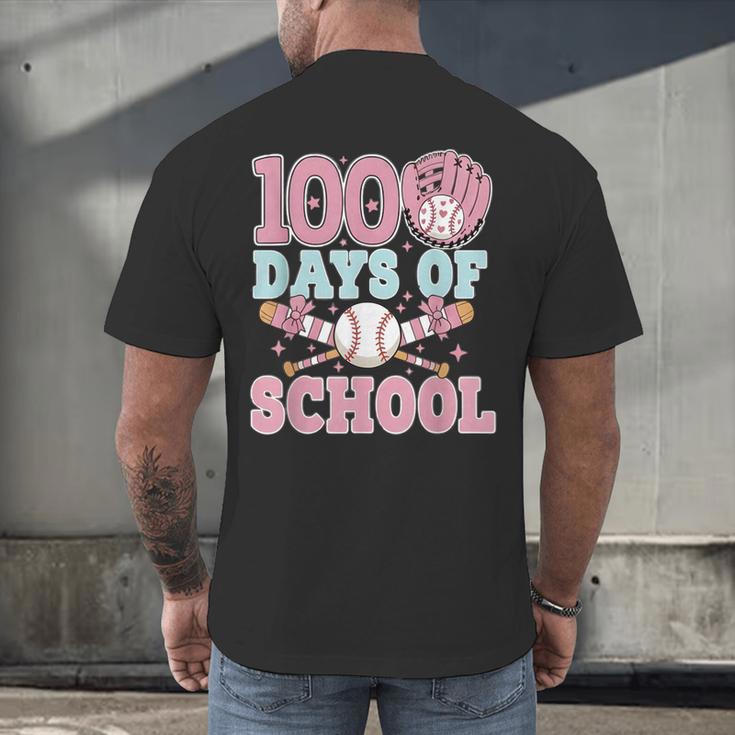 100 Days Of School Baseball 100th Day Of School Girls Men's Back Print T-Shirt