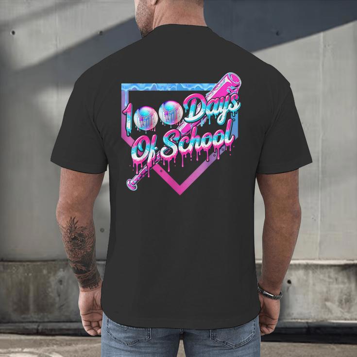 100 Days Of School Baseball 100th Day Ice Cream Boys Kids Men's Back Print T-Shirt 100 Days Of School Baseball 100th Day Ice Cream Boys Kids Men's Back Print T-Shirt