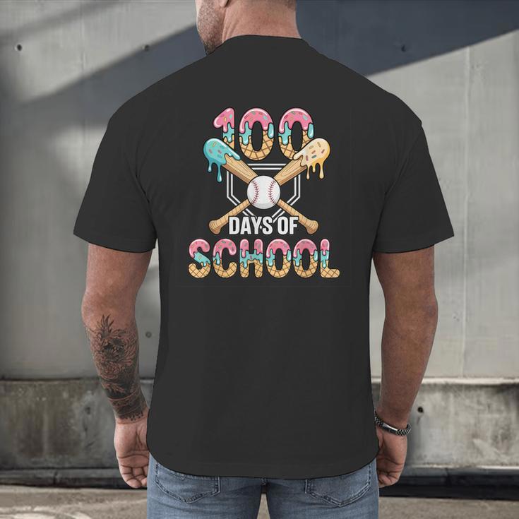 100 Days Of School Baseball 100th Day Of School Men's Back Print T-Shirt 100 Days Of School Baseball 100th Day Of School Men's Back Print T-Shirt