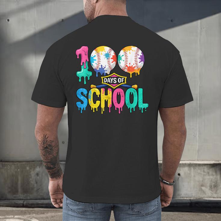 100 Days Of School Baseball Boys Kids Colorful 100th Day Men's Back Print T-Shirt