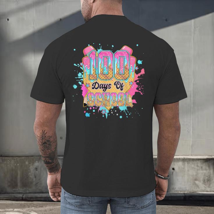 100 Days Of School Baseball Drip Boys Kids 100th Day Men's Back Print T-Shirt 100 Days Of School Baseball Drip Boys Kids 100th Day Men's Back Print T-Shirt