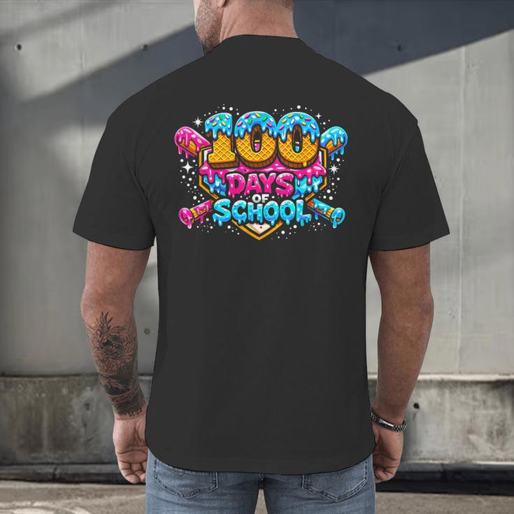 100 Days Of School Baseball Drip Ice Cream Costume Teachers Men's Back Print T-Shirt 100 Days Of School Baseball Drip Ice Cream Costume Teachers Men's Back Print T-Shirt