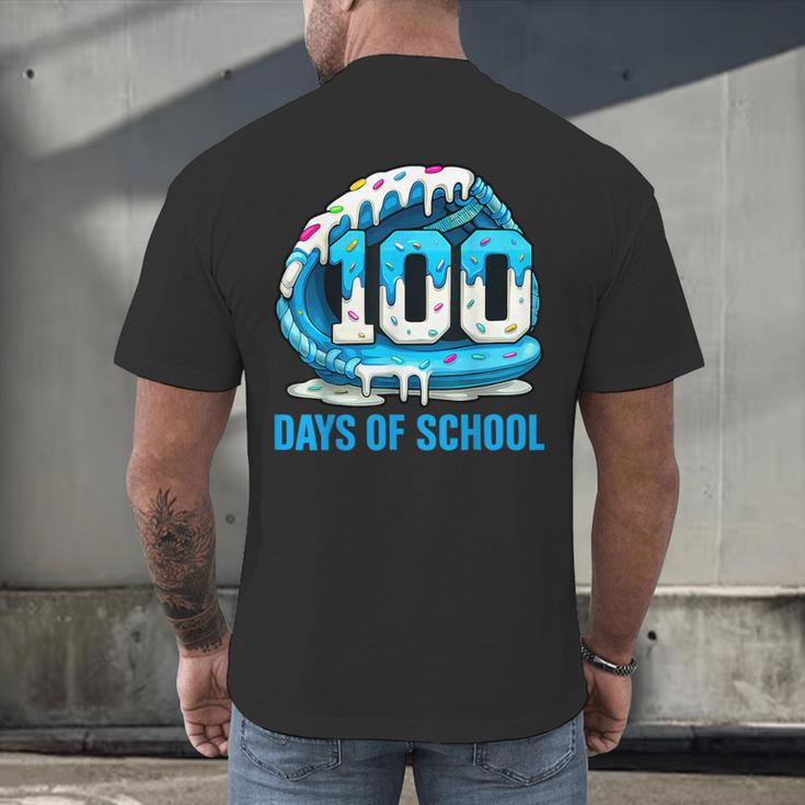 100 Days Of School Baseball Drip Ice Cream Kid Boy 100th Day Men's Back Print T-Shirt