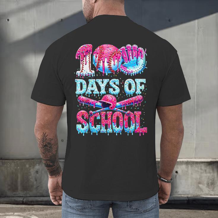 100 Days Of School Baseball Ice Cream Drip For Boys Kid Men's Back Print T-Shirt