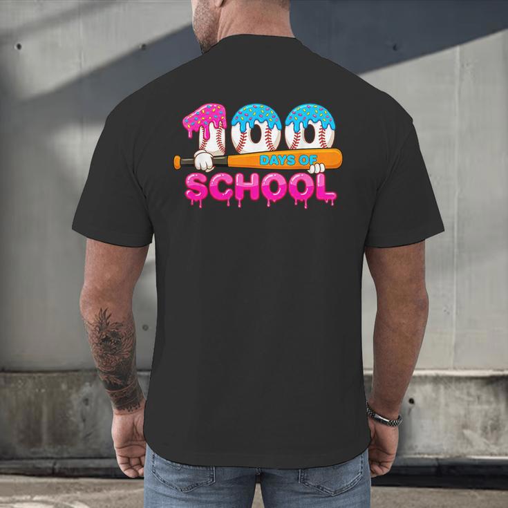 100 Days Of School Baseball Ice Cream Drip For Teacher Kid Men's Back Print T-Shirt