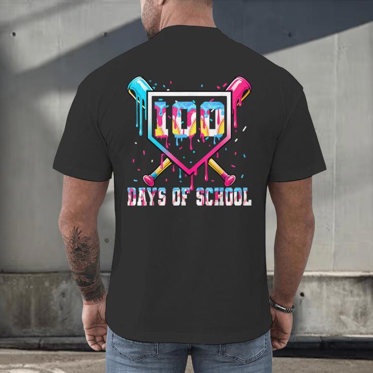 100 Days Of School Boy Kids Baseball Ice Cream Drip Teacher Men's Back Print T-Shirt 100 Days Of School Boy Kids Baseball Ice Cream Drip Teacher Men's Back Print T-Shirt
